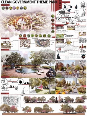 竞赛风园林景观设计展板PSD公园广场校园景观环艺方案排版PSD素材